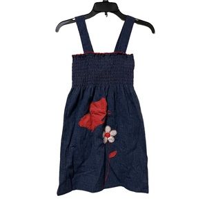 Vintage Denim Patchwork Butterfly Flower Dress